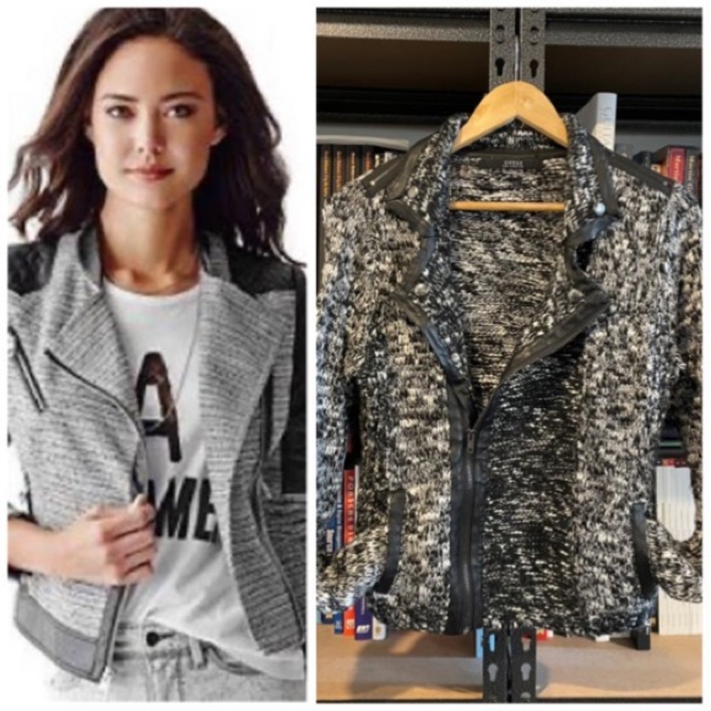 Guess Moto Style Knitted Sweater Jacket